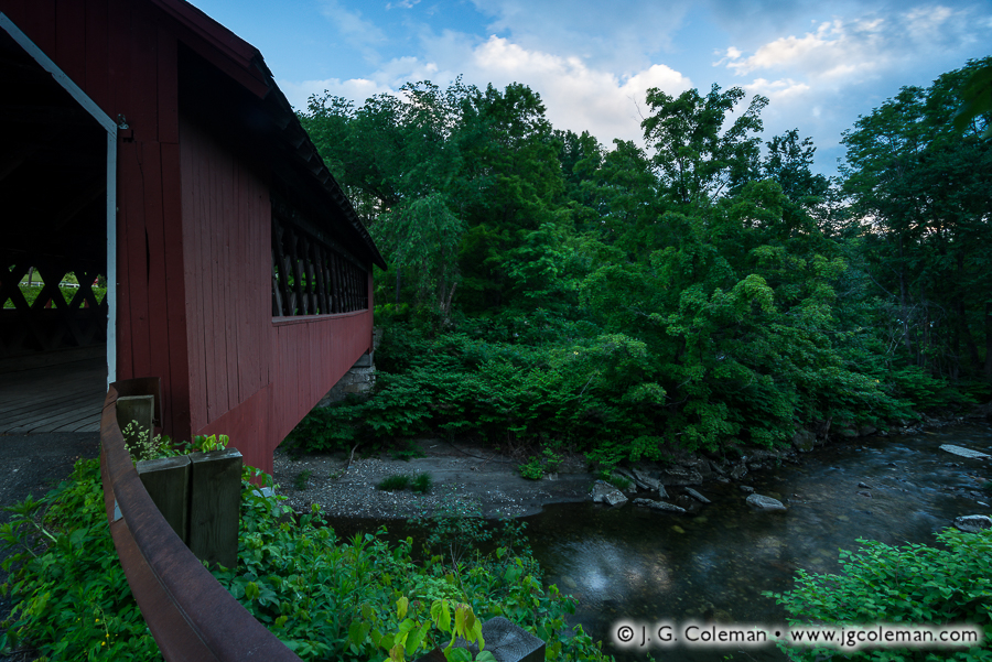 Whetstone Dusk (Creamery Covered Bridge over Whetstone Brook, Brattleboro, Vermont)