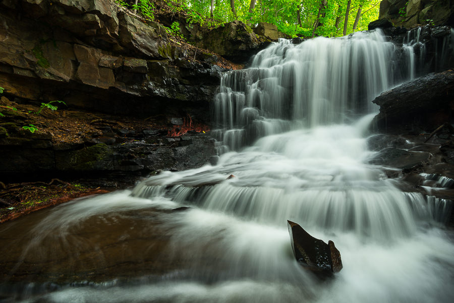 Dividend Downrush (Upper Dividend Falls on Dividend Brook, Dividend Pond Park & Archaeological Site, Rocky Hill, Connecticut)