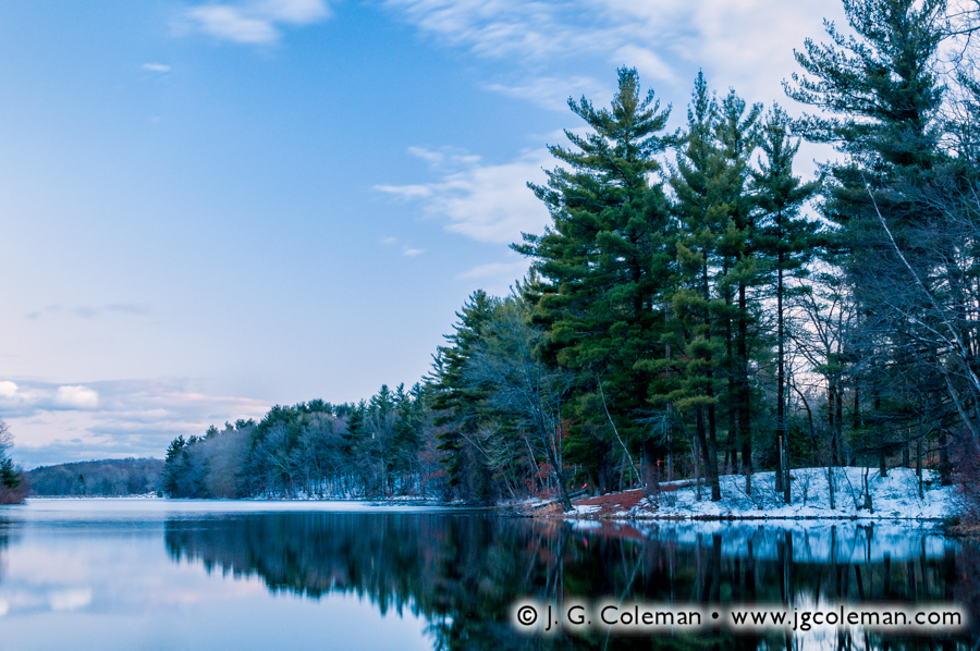 Snowy Dusk on Scovill (Scovill Reservoir, Wolcott, CT)