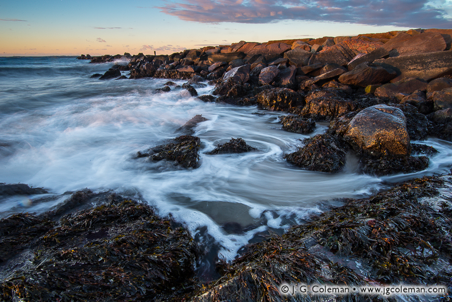 Surge at First Light (Long Island Sound at Seaside State Park, Waterford, Connecticut)